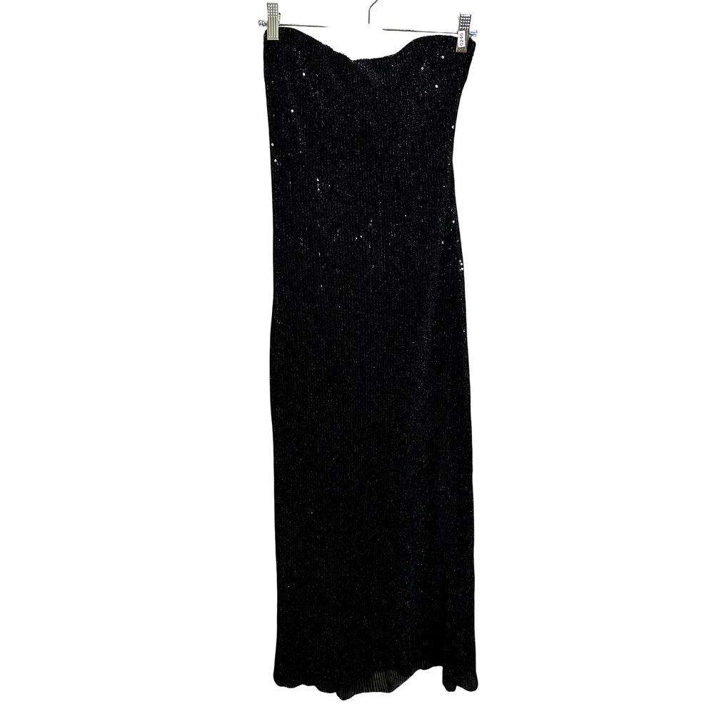 New Hello Molly Black Glitter Strapless Maxi Dress – Size M – NWT